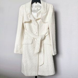 Banana Republic Women Dress Coat, White Raw Edge Long Jacket, XS, EUC